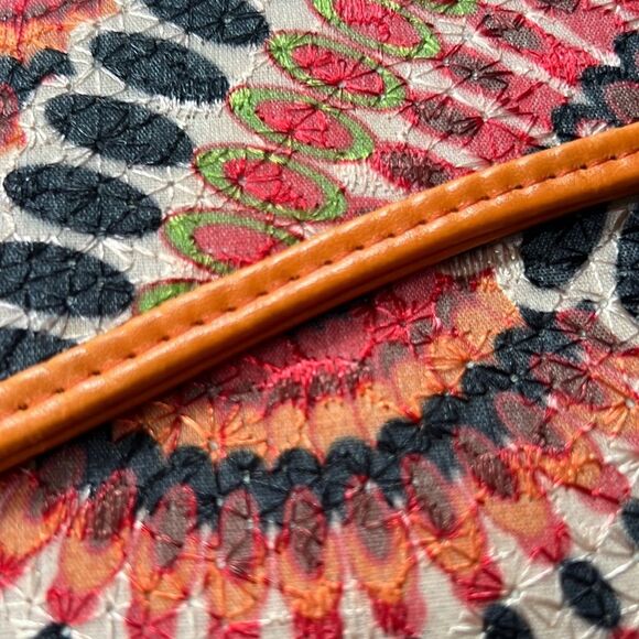 Peacock Strut Multicolored Clutch Purse Orange trim - Picture 7 of 15